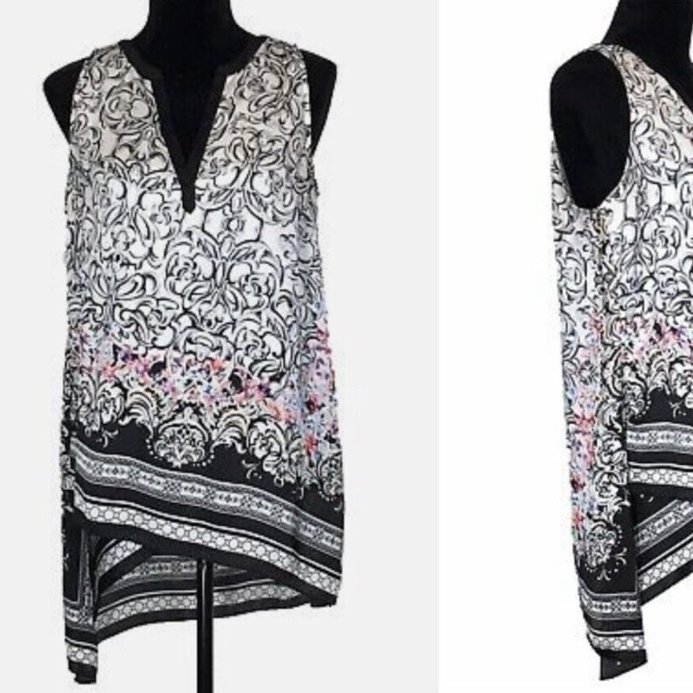White House Black Market Asymmetrical Floral top